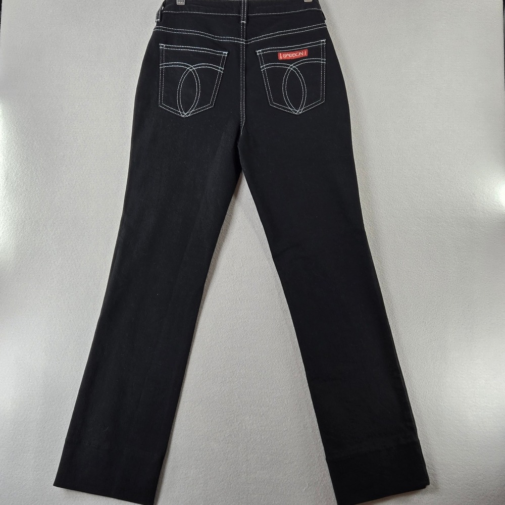 Johnny Was Sasson Straight Leg Jeans Black White Contrast Stitch High Rise 26 - Picture 9 of 13
